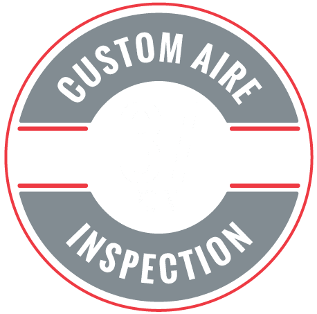 A circular icon with “37 point” in white text in the middle with “Custom Aire” on the top and “Inspection” at the bottom