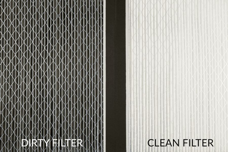 Dirty air filter. Clean air filter.