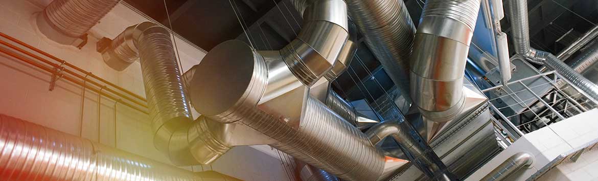 HVAC duct work in the ceiling of a building