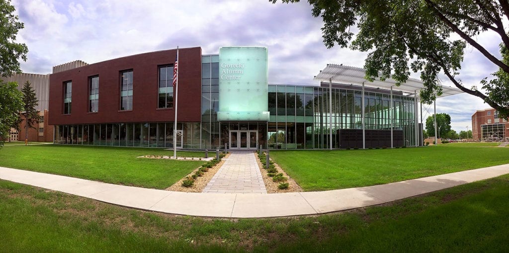LEED-certified University of North Dakota Gorecki Alumni Center.
